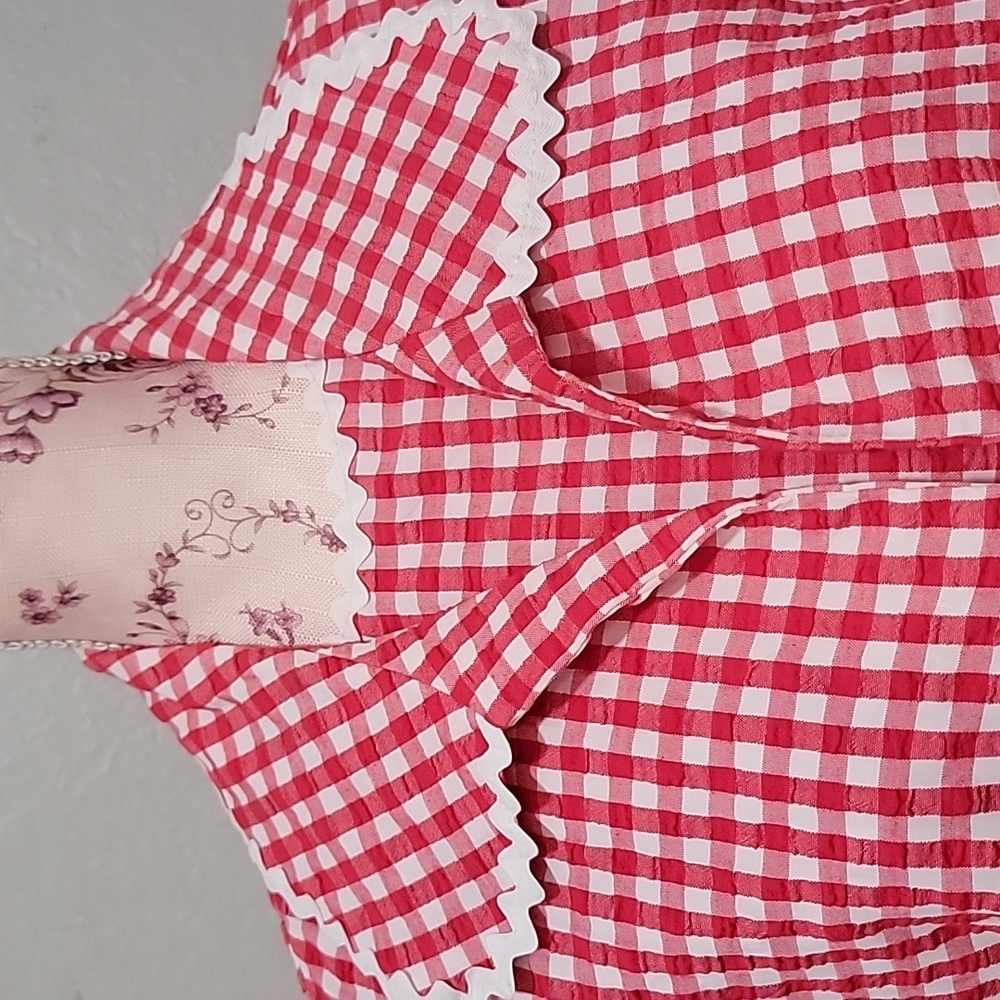 Vintage | Red and White Gingham Dress with Matching Jacket - Picture 10 of 16